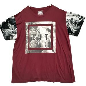 Fresh Laundry Men Sz 3XL Red LIT Black White Smoke Graphic T-Shirt Streetwear